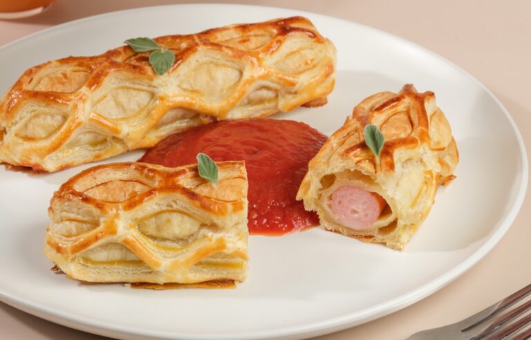 სოსისი ცომში გამომცხვარი, პომიდვრის სოუსით